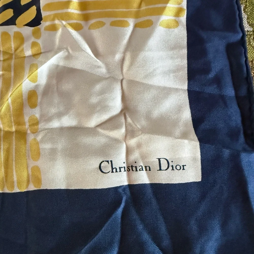 Christian Dior Navy and Yellow Scarf